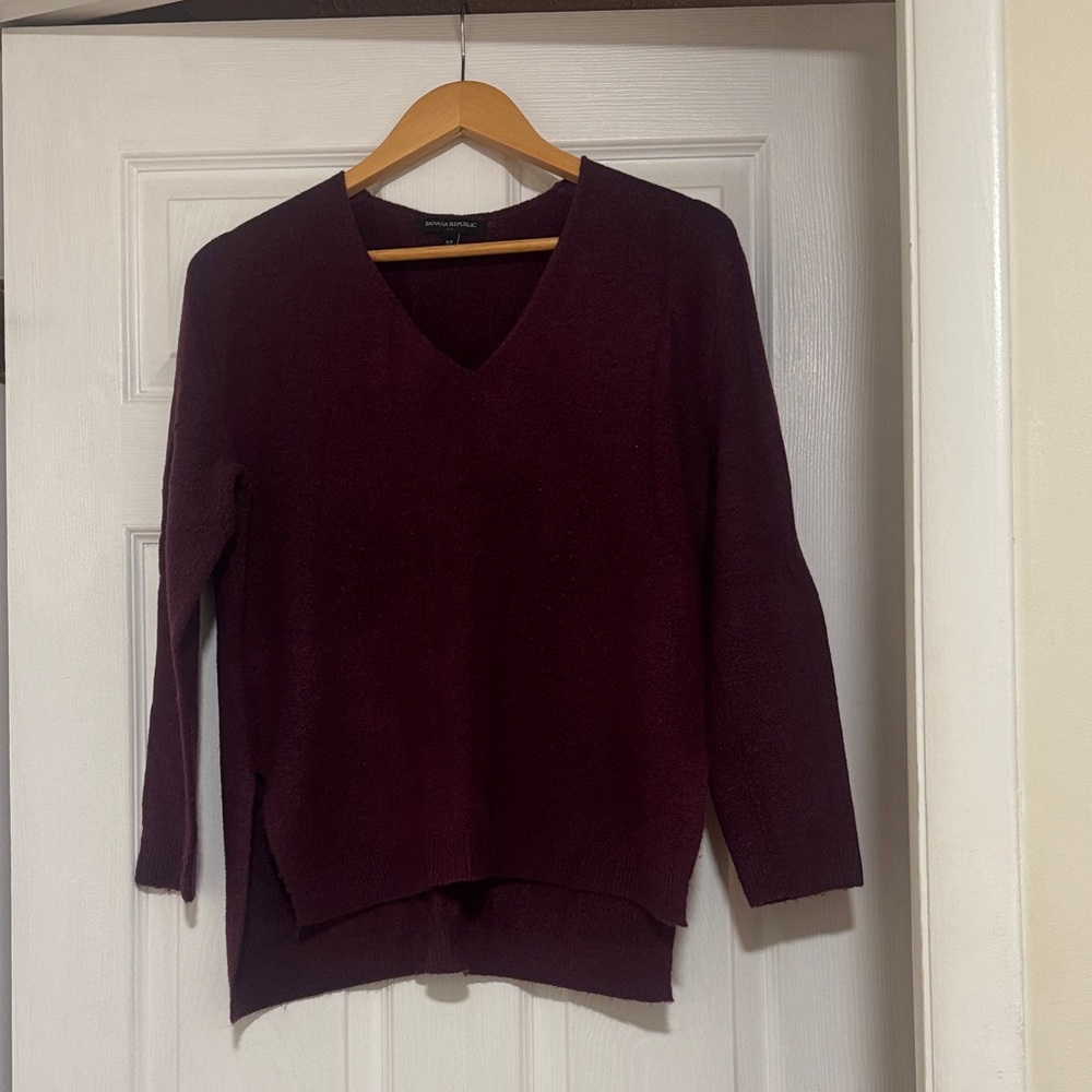 Banana Republic Rich Burgundy V-Neck Sweater